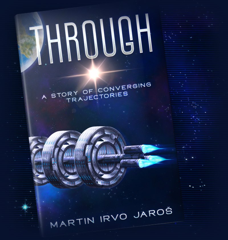 The hardcover edition of Through, floating in space.